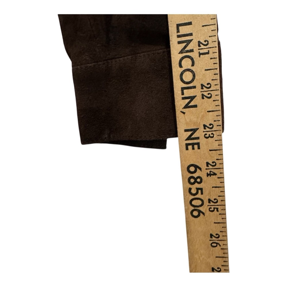 Talbots Womens Leather Suede Shirt Jacket Size M Old Money Western Brown - Picture 5 of 8
